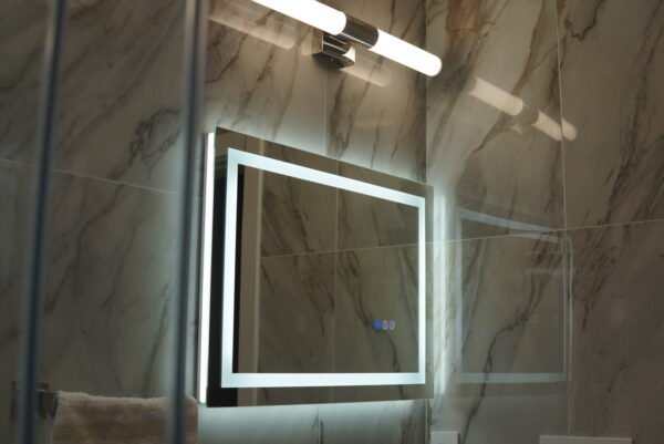 Smart mirror lighting installation with automation features by LAProElectrical, showcasing modern and energy-efficient design."