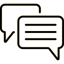 Icon of two speech bubbles for communication or messaging.